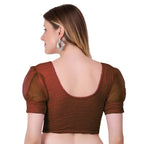 Vamika Cotton Lycra Stretchable Fabric Brown Balloon Sleeves Blouse