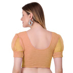 Vamika Cotton Lycra Stretchable Fabric Gold Balloon Sleeves Blouse