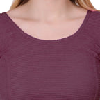 Vamika Cotton Lycra Stretchable Fabric Purple Balloon Sleeves Blouse