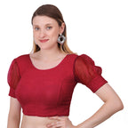 Vamika Cotton Lycra Stretchable Fabric Dark Onion Balloon Sleeves Blouse