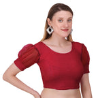 Vamika Cotton Lycra Stretchable Fabric Dark Onion Balloon Sleeves Blouse