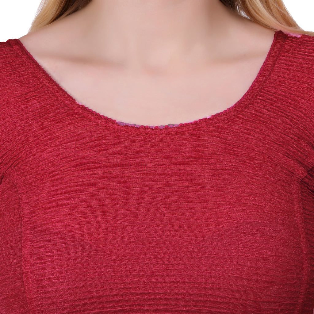 Vamika Cotton Lycra Stretchable Fabric Dark Onion Balloon Sleeves Blouse