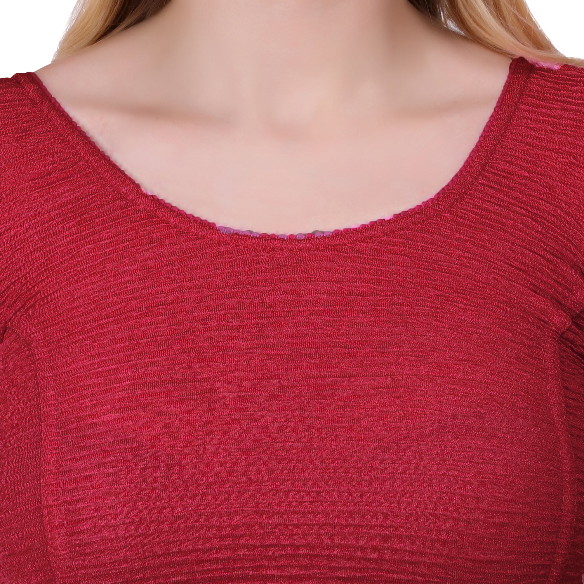 Vamika Cotton Lycra Stretchable Fabric Dark Onion Balloon Sleeves Blouse