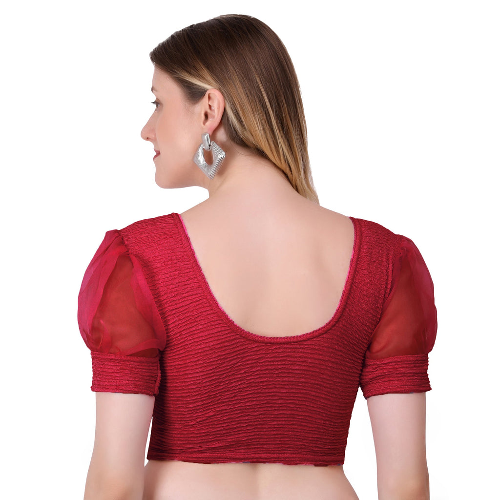 Vamika Cotton Lycra Stretchable Fabric Dark Onion Balloon Sleeves Blouse