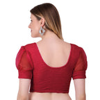 Vamika Cotton Lycra Stretchable Fabric Dark Onion Balloon Sleeves Blouse