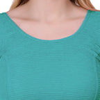 Vamika Cotton Lycra Stretchable Fabric Metalic Green Balloon Sleeves Blouse