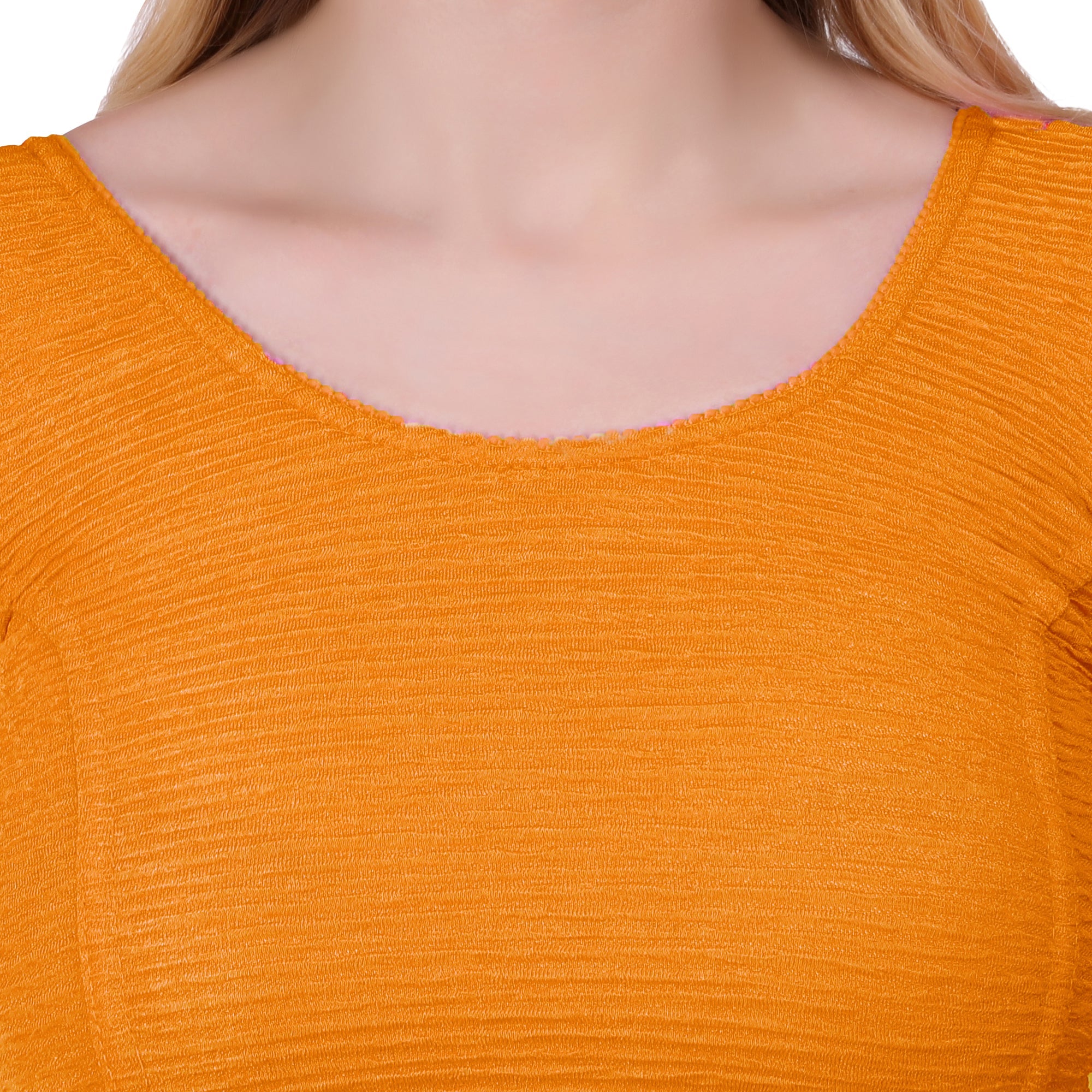 Vamika Cotton Lycra Stretchable Fabric Mustard Balloon Sleeves Blouse