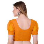Vamika Cotton Lycra Stretchable Fabric Mustard Balloon Sleeves Blouse