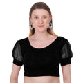Vamika Cotton Lycra Stretchable Fabric Black Balloon Sleeves Blouse