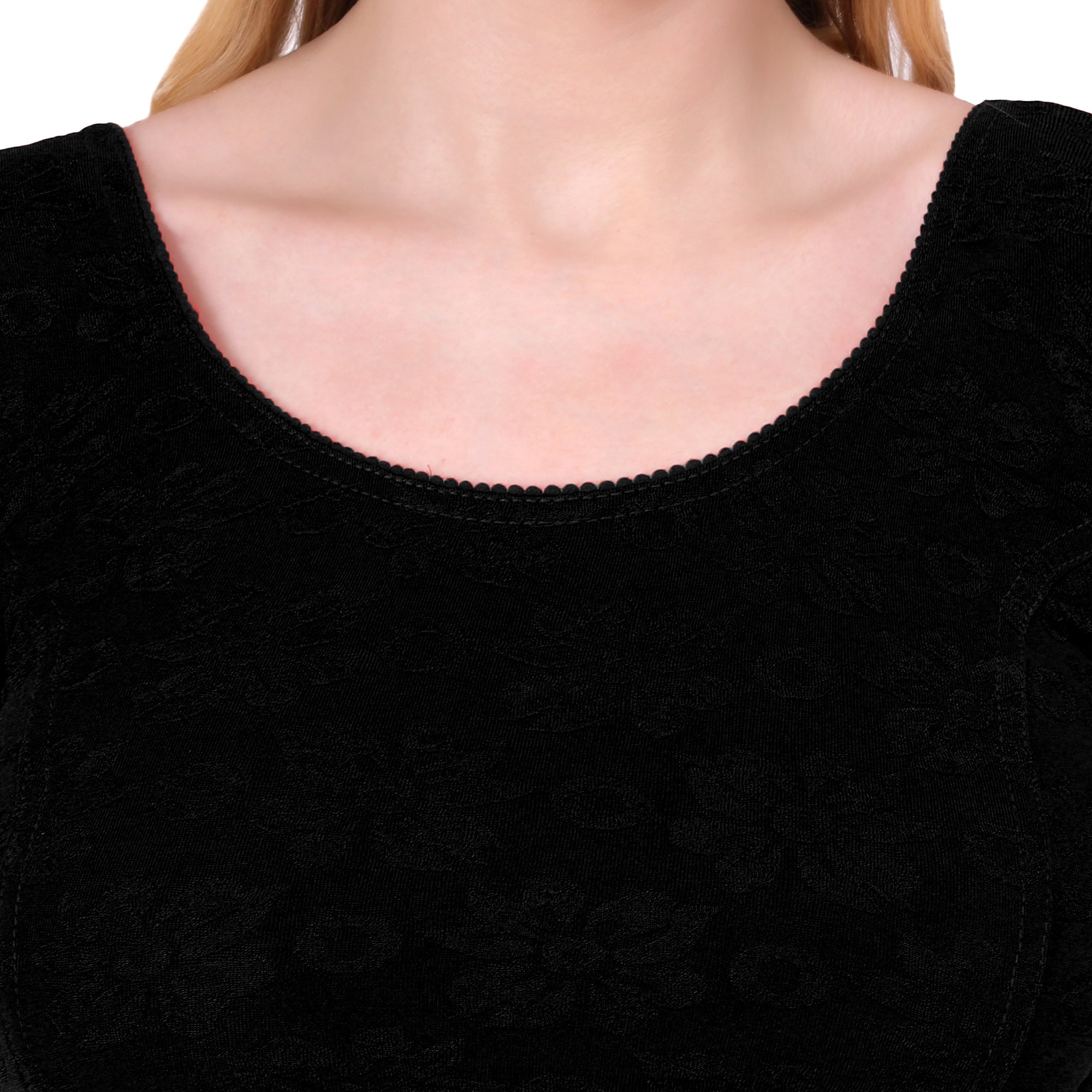 Vamika Cotton Lycra Stretchable Fabric Black Balloon Sleeves Blouse