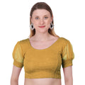 Vamika Cotton Lycra Stretchable Fabric Gold Balloon Sleeves Blouse