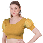 Vamika Cotton Lycra Stretchable Fabric Gold Balloon Sleeves Blouse