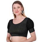 Vamika Heavy Double Phase Fabric Black Balloon Sleeves Blouse