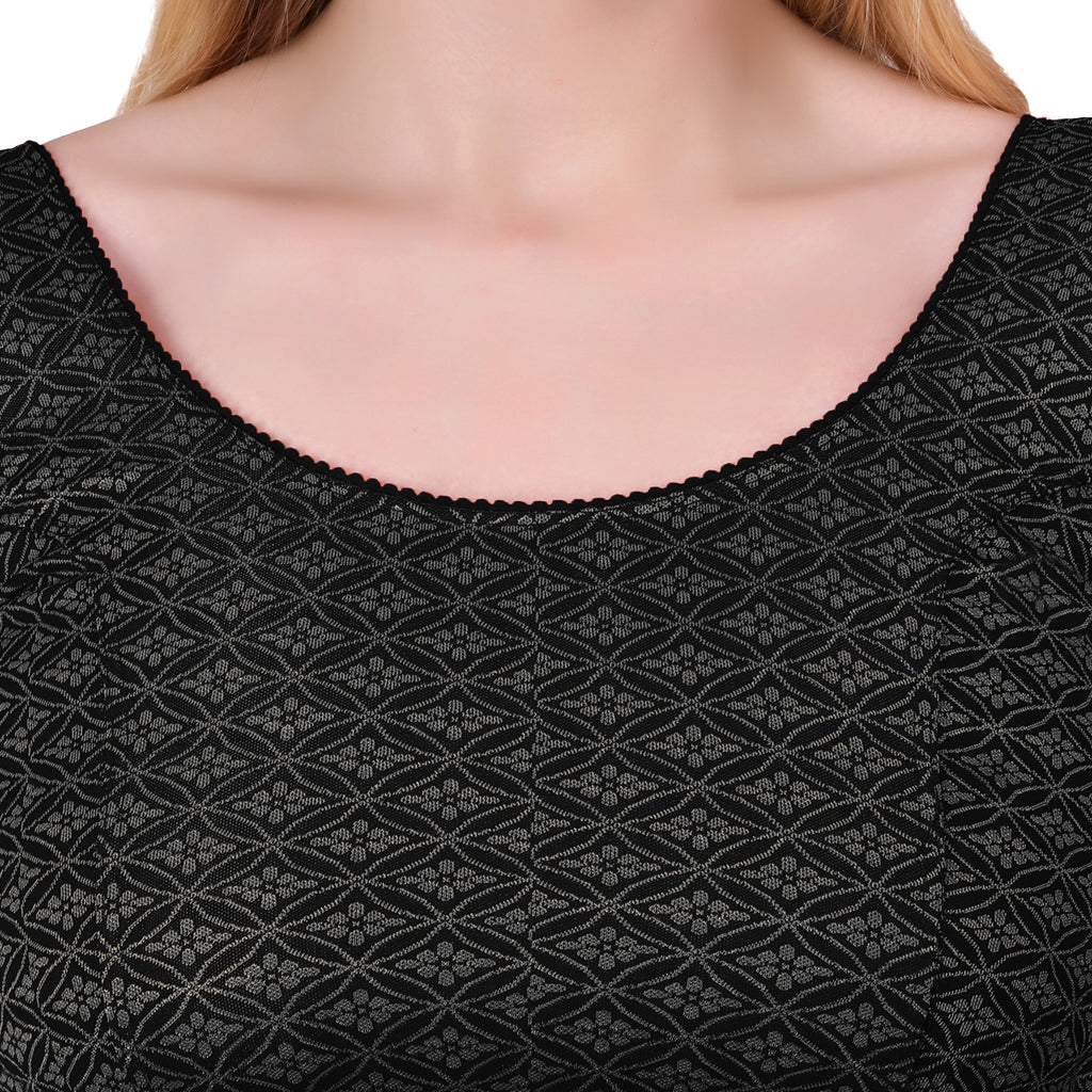 Vamika Heavy Double Phase Fabric Black Balloon Sleeves Blouse