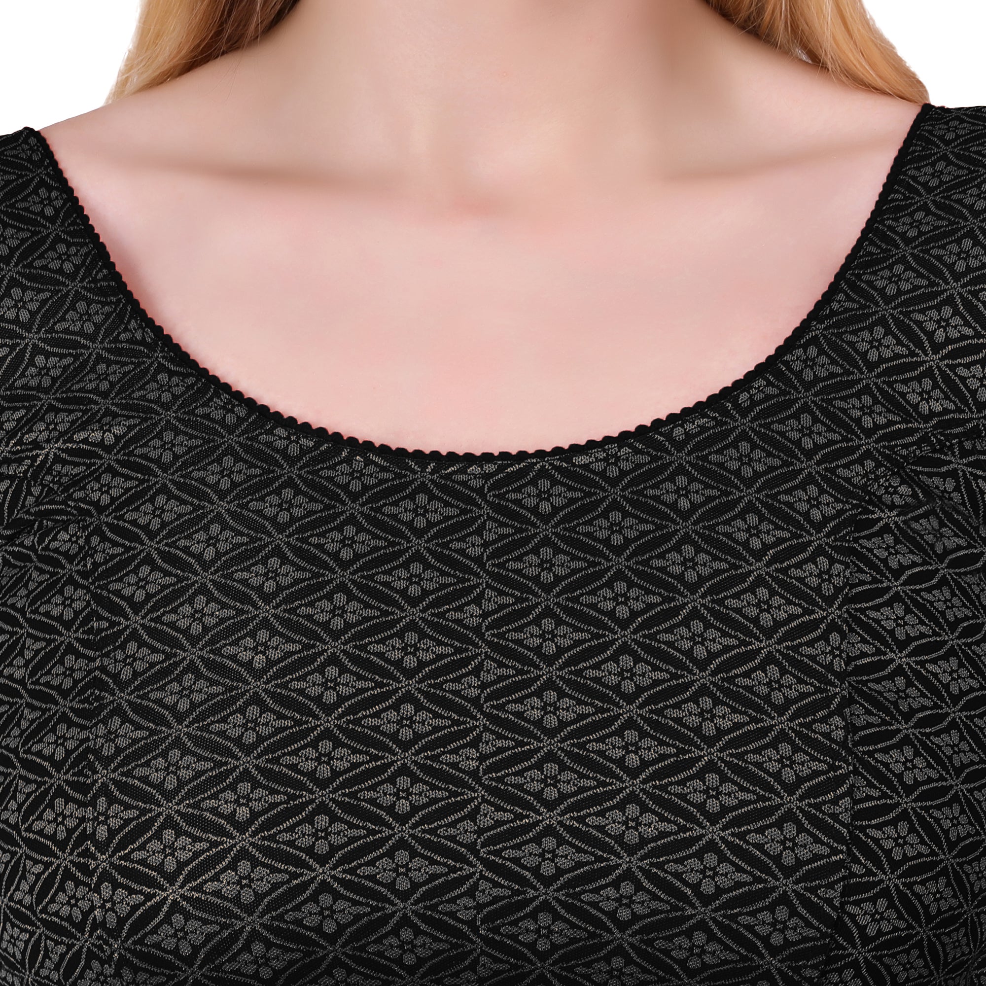 Vamika Heavy Double Phase Fabric Black Balloon Sleeves Blouse
