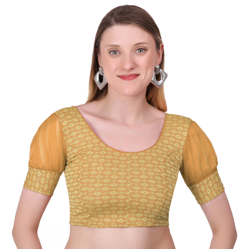 Vamika Heavy Double Phase Fabric Gold Balloon Sleeves Blouse