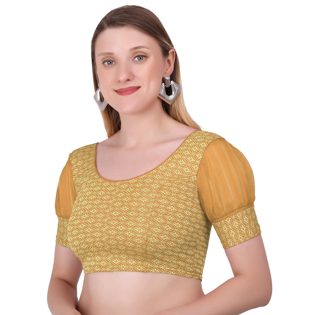 Vamika Heavy Double Phase Fabric Gold Balloon Sleeves Blouse