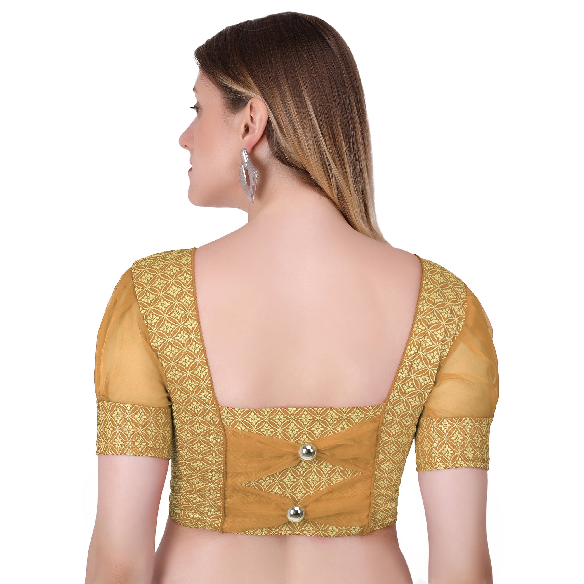 Vamika Heavy Double Phase Fabric Gold Balloon Sleeves Blouse