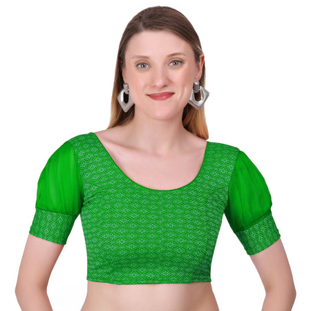 Vamika Heavy Double Phase Fabric Green Balloon Sleeves Blouse