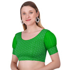 Vamika Heavy Double Phase Fabric Green Balloon Sleeves Blouse
