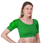 Vamika Heavy Double Phase Fabric Green Balloon Sleeves Blouse