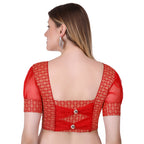 Vamika Heavy Double Phase Fabric Red Balloon Sleeves Blouse