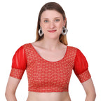 Vamika Heavy Double Phase Fabric Red Balloon Sleeves Blouse