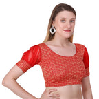 Vamika Heavy Double Phase Fabric Red Balloon Sleeves Blouse