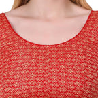 Vamika Heavy Double Phase Fabric Red Balloon Sleeves Blouse
