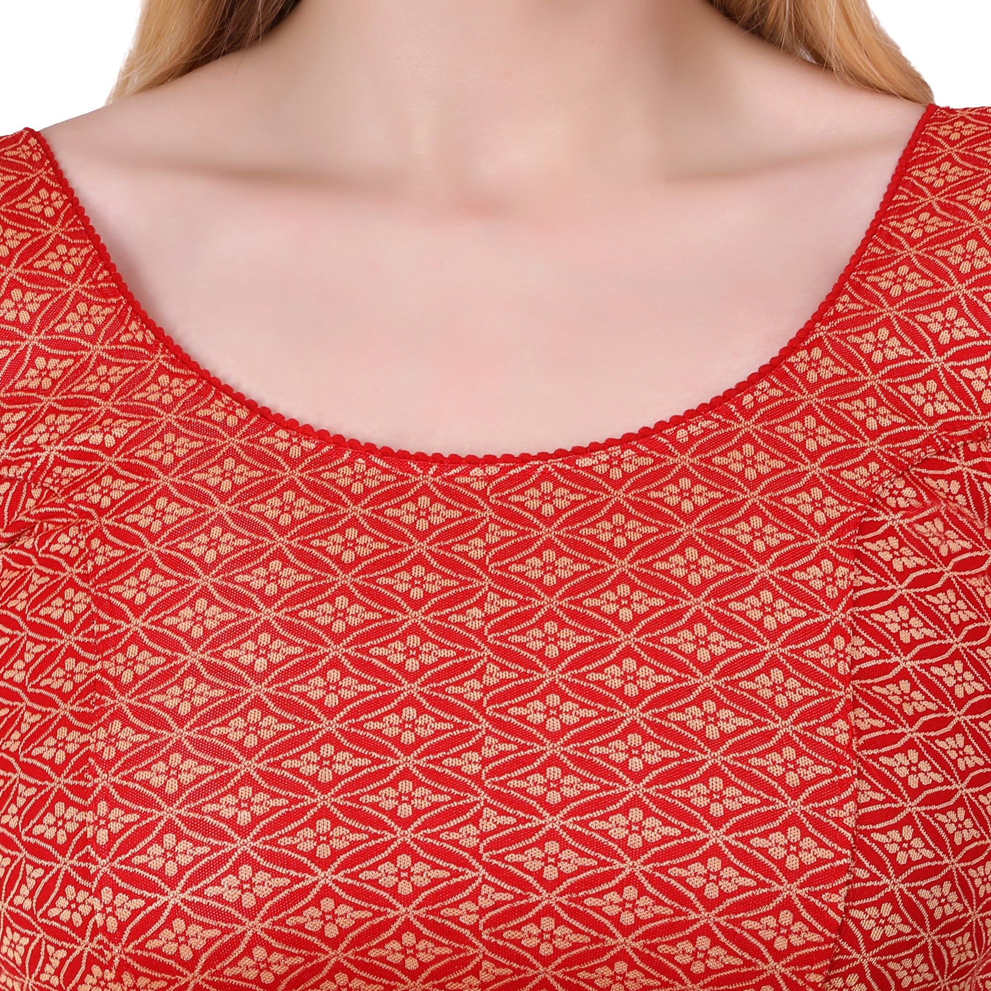 Vamika Heavy Double Phase Fabric Red Balloon Sleeves Blouse