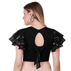 Vamika Crush Lycra Black Frill Sleeves Blouse