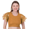 Vamika Crush Lycra Gold Frill Sleeves Blouse