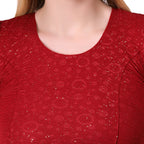 Vamika Crush Lycra Maroon Frill Sleeves Blouse