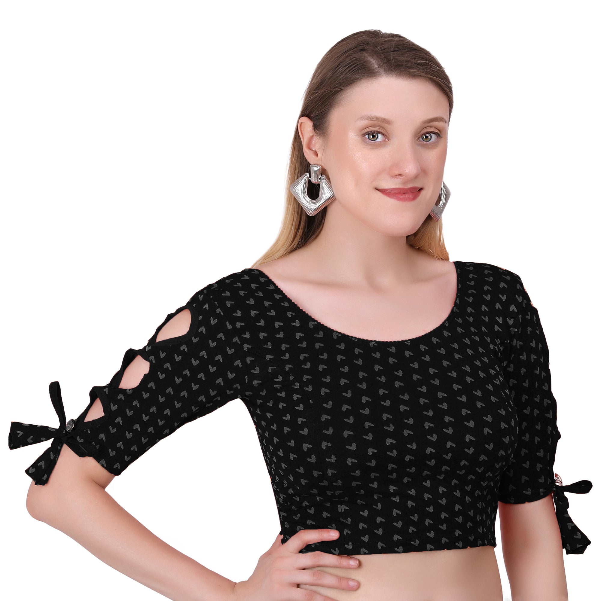 Vamika Hosiery Black Half Sleeves Blouse