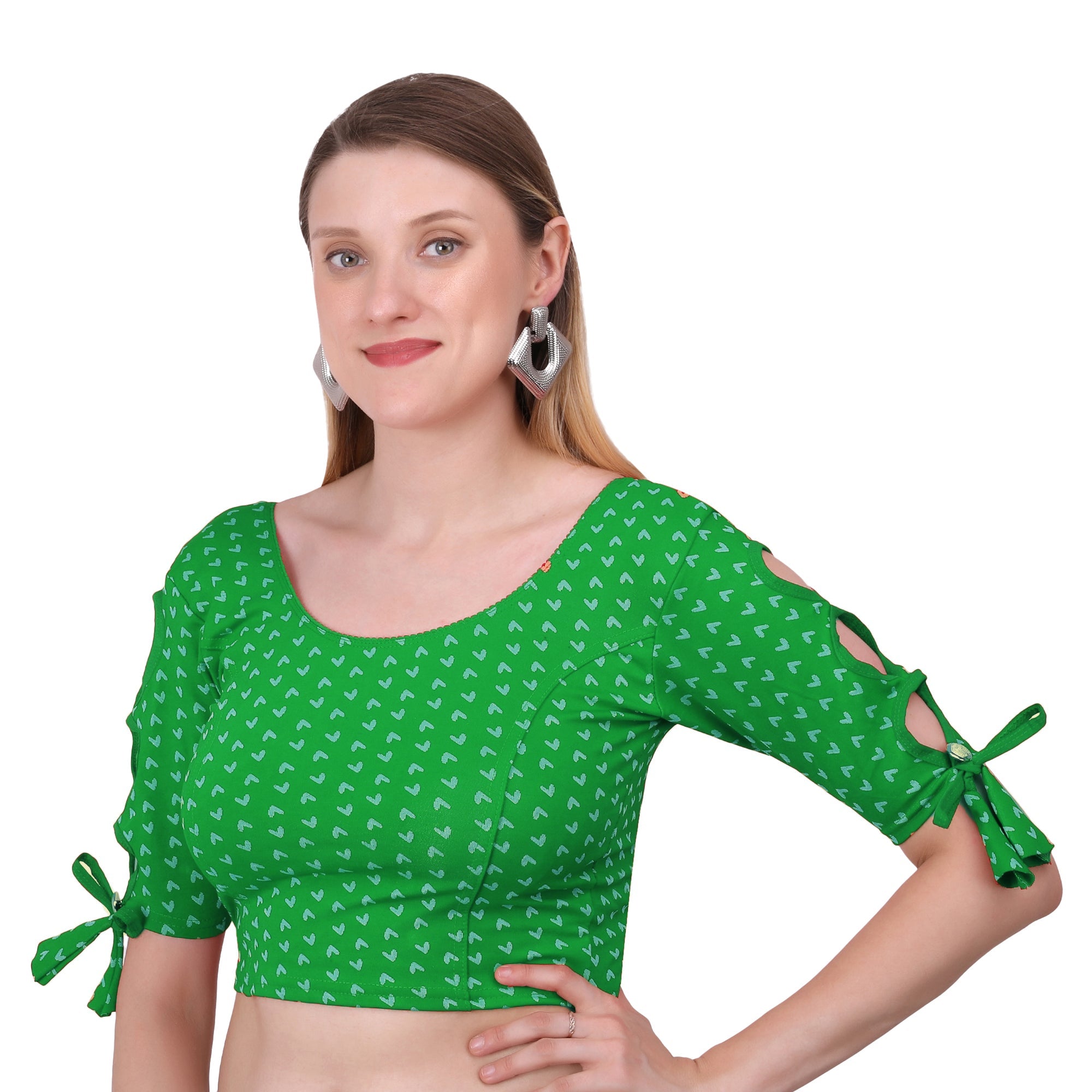 Vamika Hosiery Green Half Sleeves Blouse