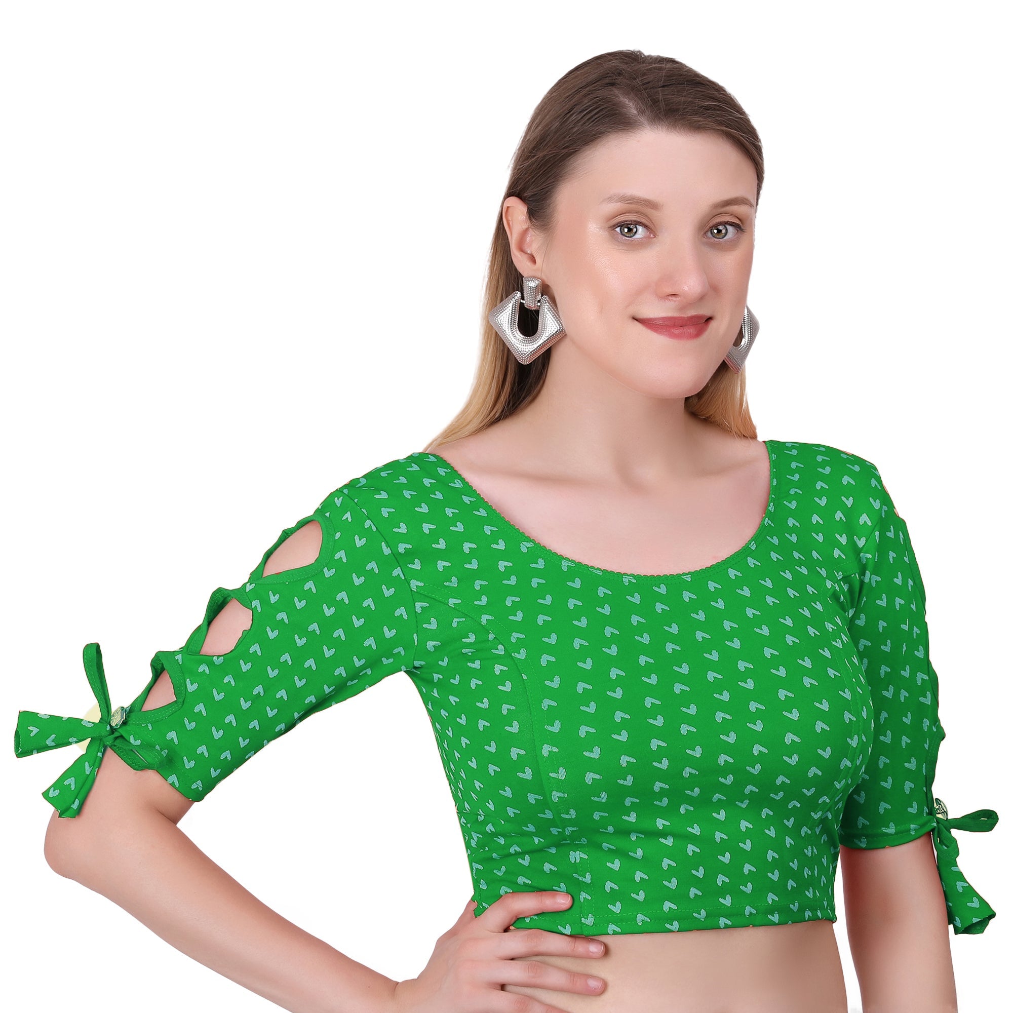 Vamika Hosiery Green Half Sleeves Blouse