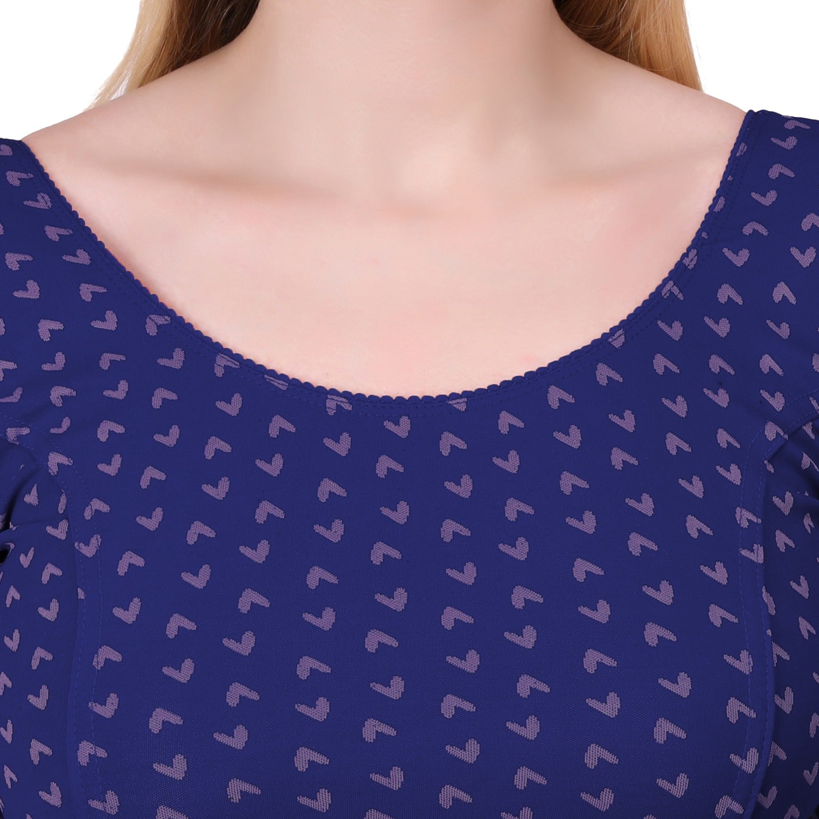 Vamika Hosiery Navy Blue Half Sleeves Blouse