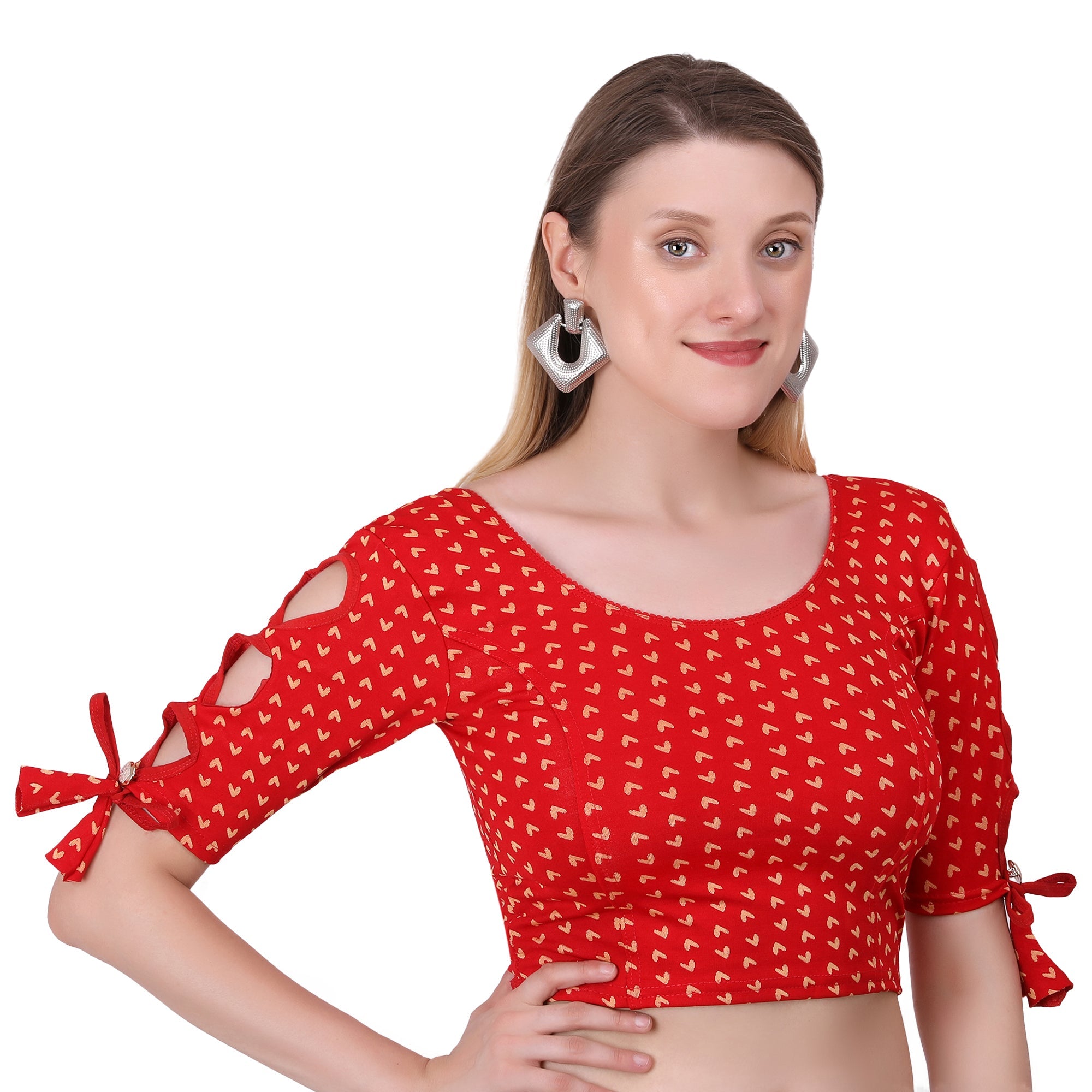 Vamika Hosiery Red Half Sleeves Blouse