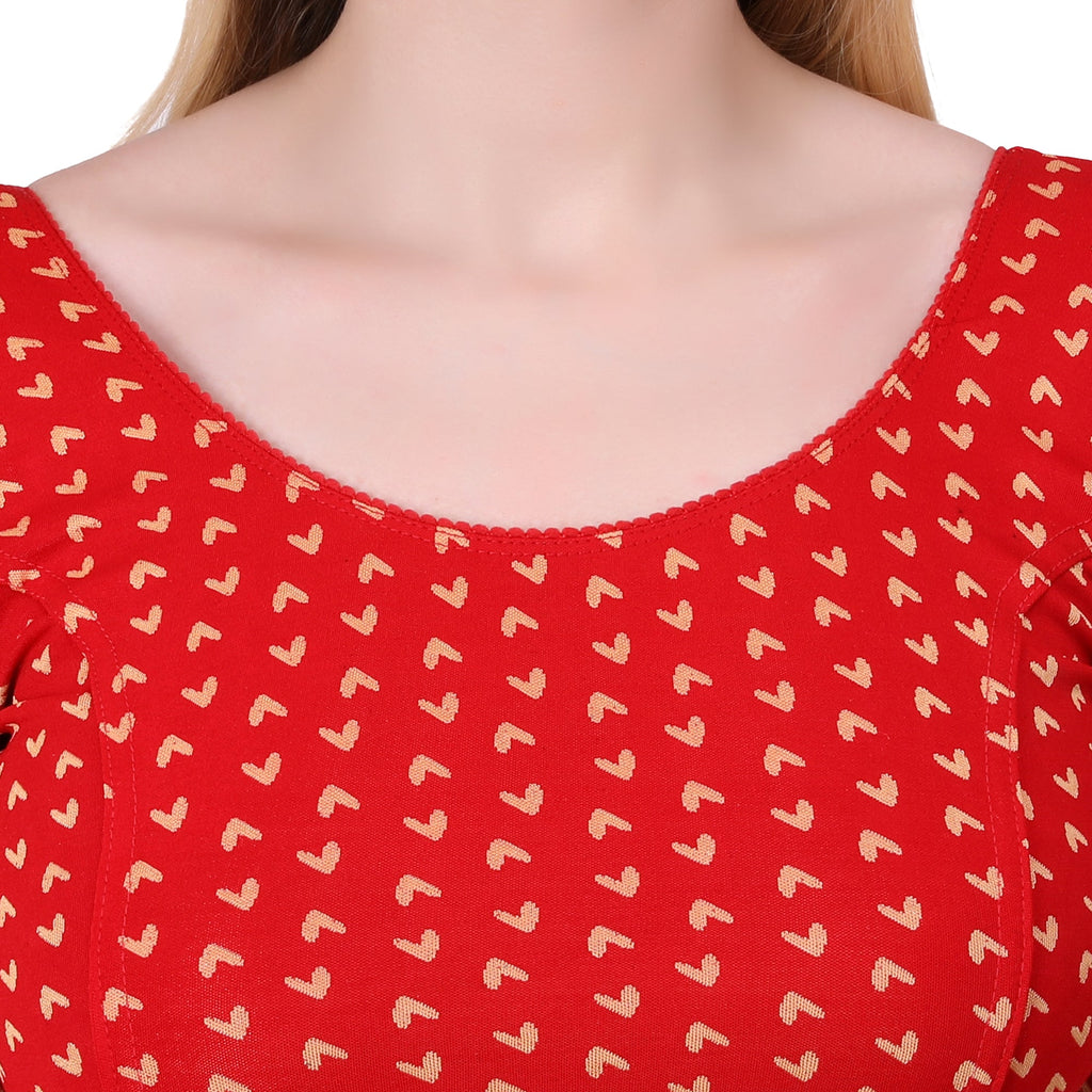 Vamika Hosiery Red Half Sleeves Blouse