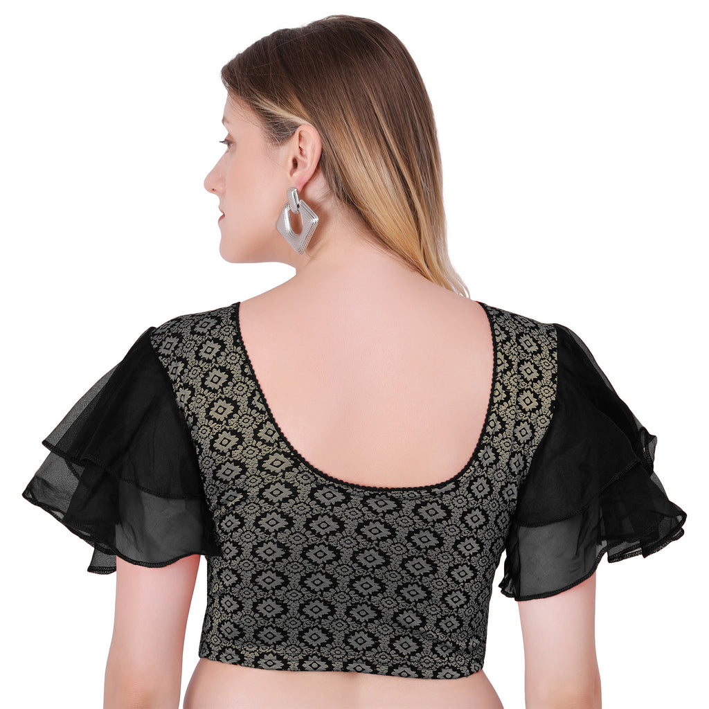 Vamika Hosiery Black Butterfly Frill Sleeves Blouse