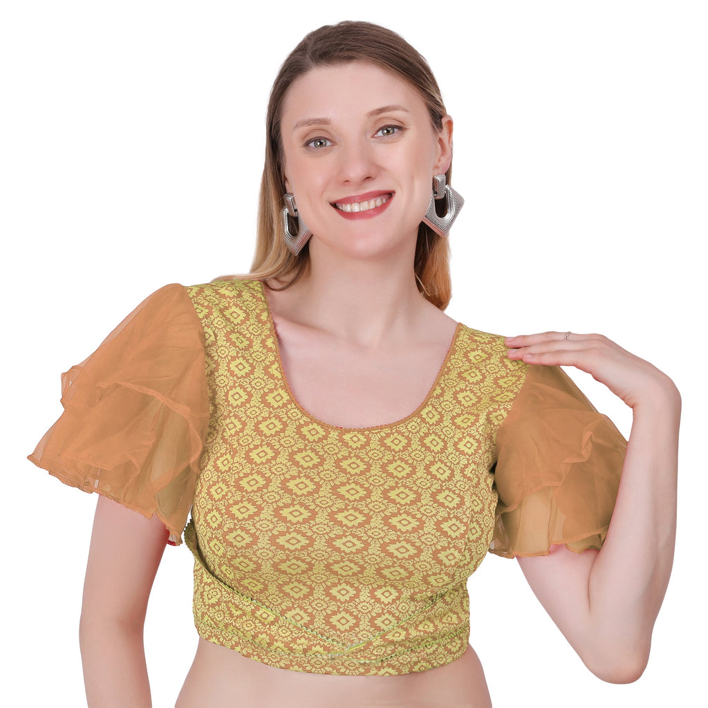 Vamika Hosiery Light Brown Butterfly Frill Sleeves Blouse