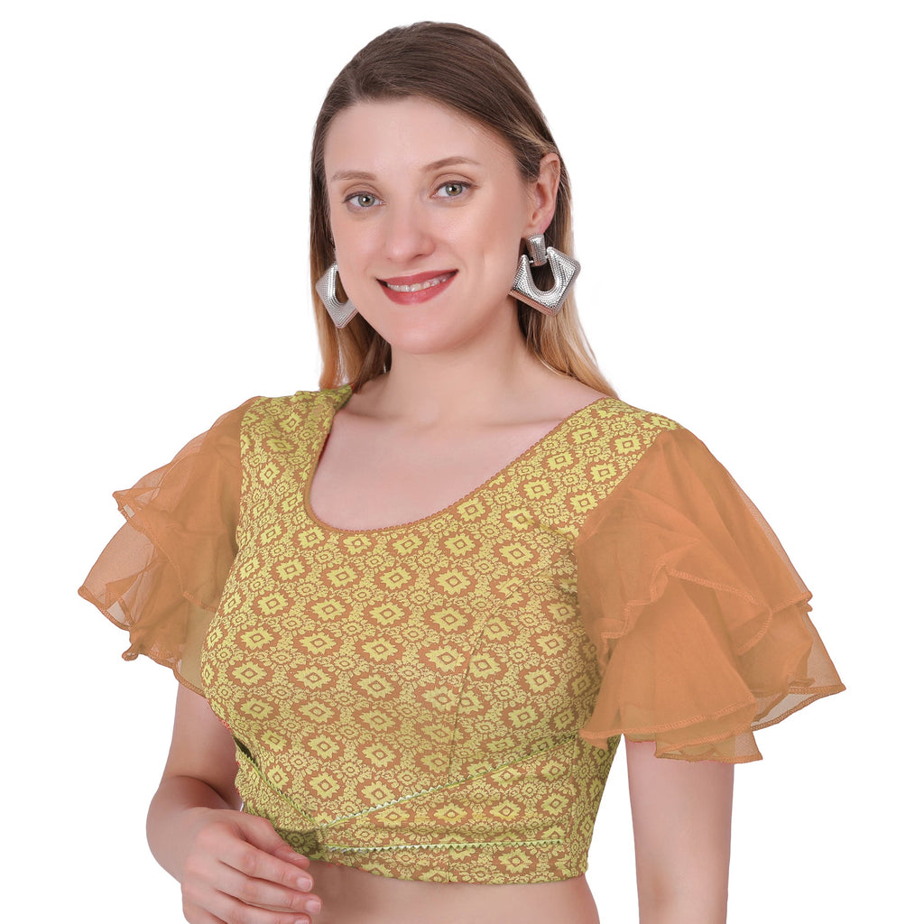Vamika Hosiery Light Brown Butterfly Frill Sleeves Blouse