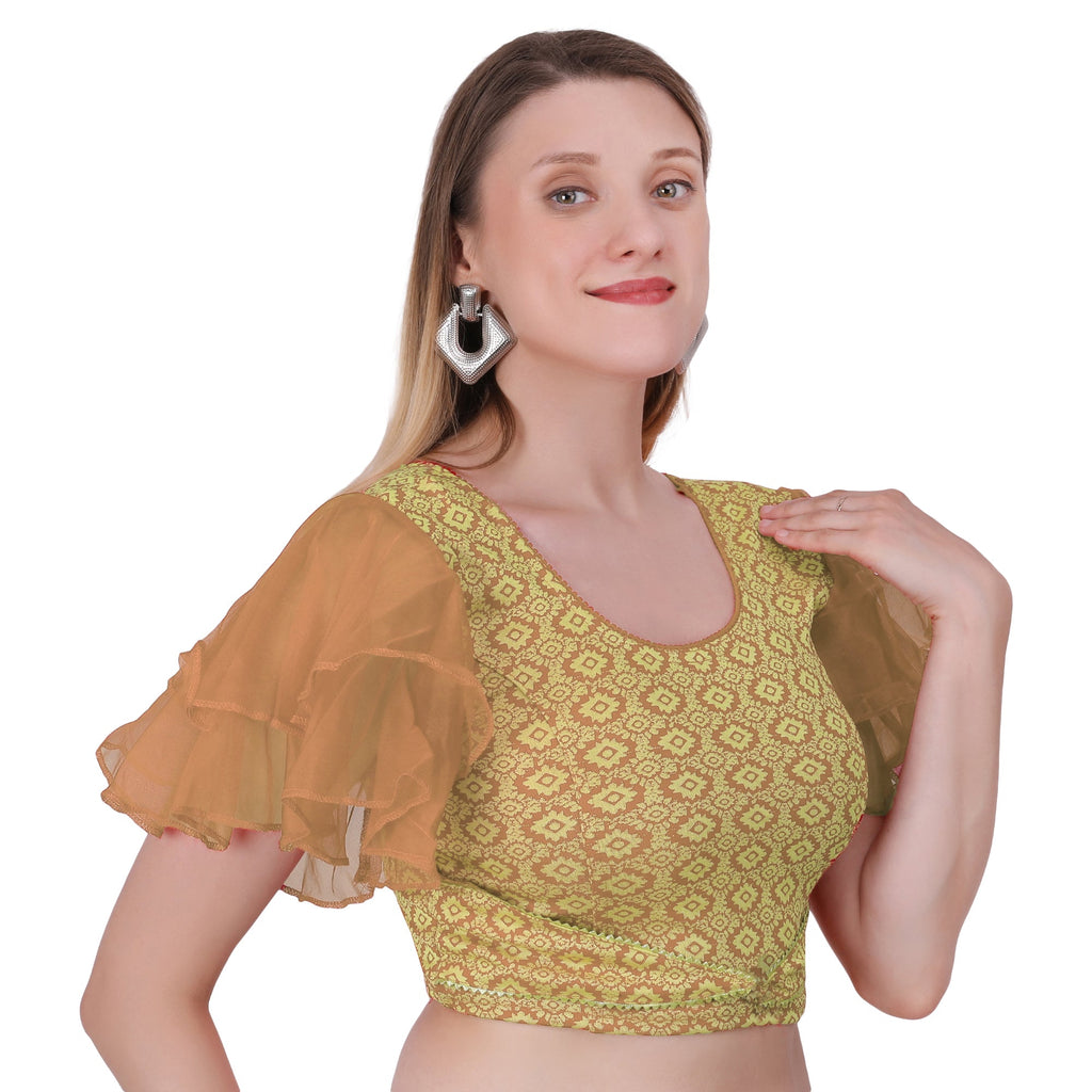 Vamika Hosiery Light Brown Butterfly Frill Sleeves Blouse