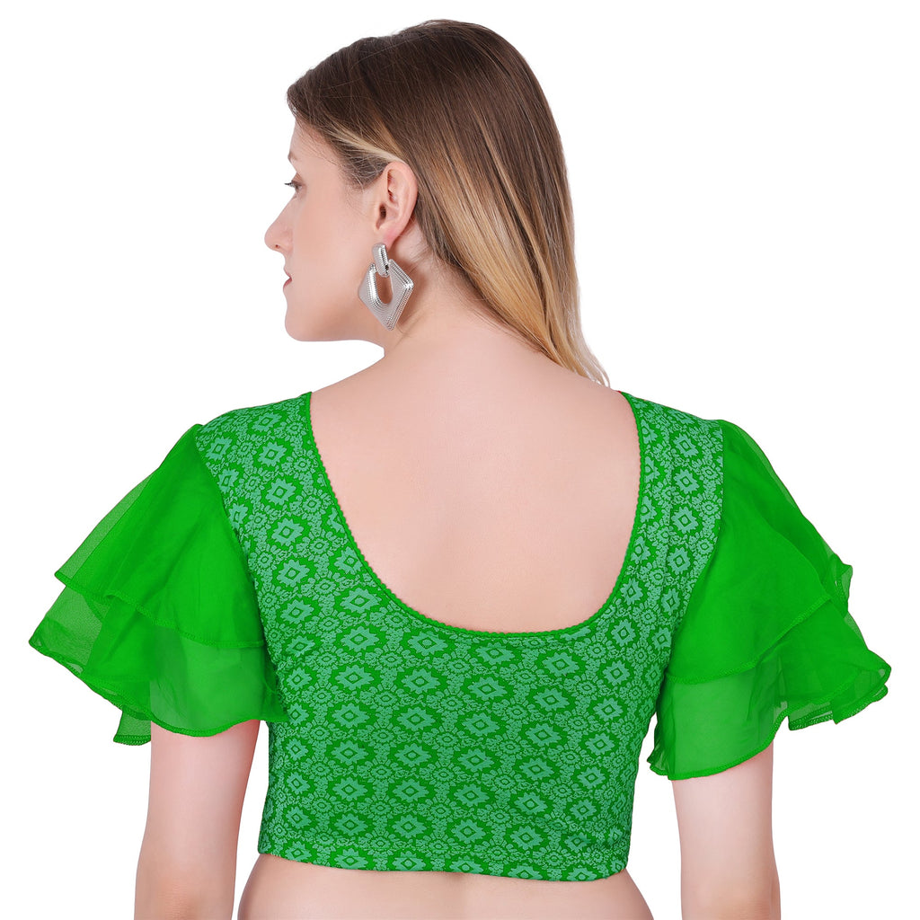 Vamika Hosiery Green Butterfly Frill Sleeves Blouse