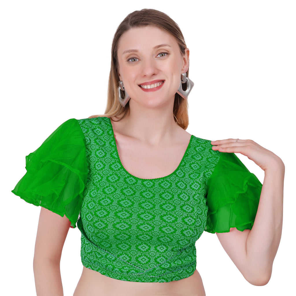 Vamika Hosiery Green Butterfly Frill Sleeves Blouse