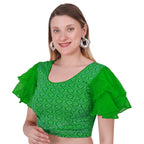 Vamika Hosiery Green Butterfly Frill Sleeves Blouse