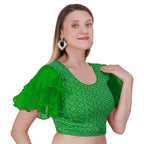 Vamika Hosiery Green Butterfly Frill Sleeves Blouse