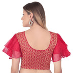 Vamika Hosiery Maroon Butterfly Frill Sleeves Blouse