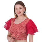 Vamika Hosiery Maroon Butterfly Frill Sleeves Blouse