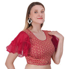 Vamika Hosiery Maroon Butterfly Frill Sleeves Blouse